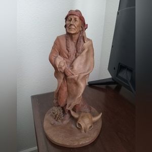 Vintage Signed Tom Clark "American Indian 1899" Clay/Resin Sculpture c 1983